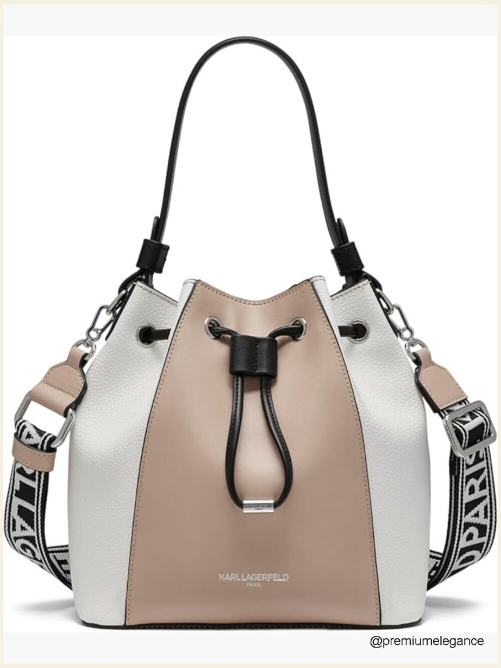 Designer bucket bag with signature craftsmanship, travel essential